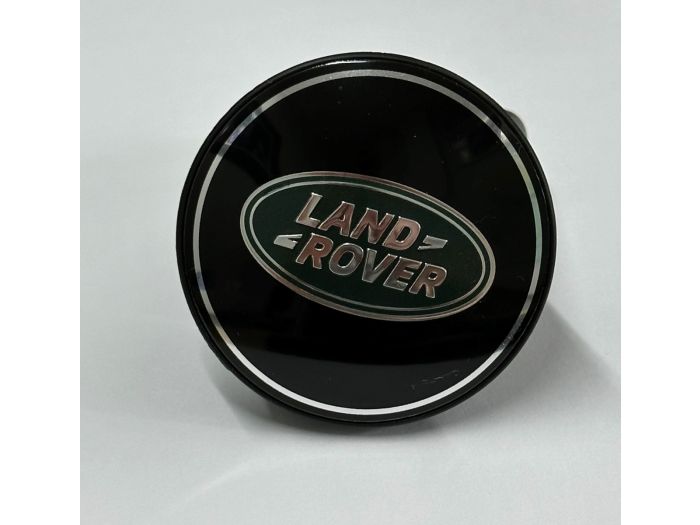 LR133940 - WHEEL CENTRE CAP COVER - GLOSS BLACK WITH GREEN LOGO - GENUINE LAND ROVER